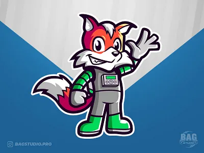 Space Fox Mascot astronaut cartoon character cute fox illustration logo mascot spaceman tail
