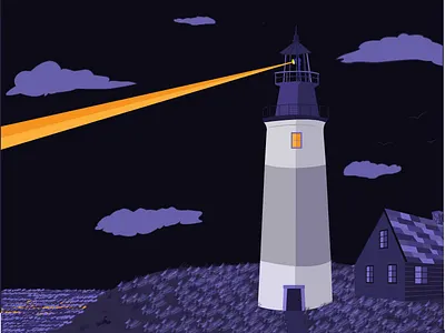 Lighthouse drawing beach cape cod conceptual design illustration illustrator lighthouse nighttime ocean ui ui design ux
