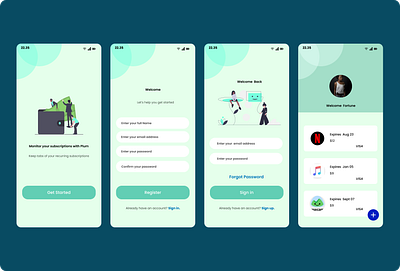 Plum io app mobile app design subscription ui wallet app