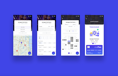 cinePass movie booking mobile application app branding figma interaction design mobile app design movie booking product design ticket booking ui ui ux ux