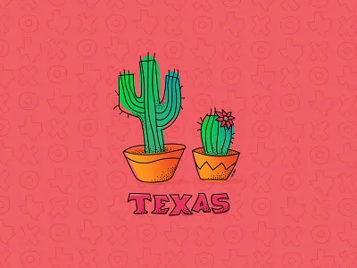Little Texas Cacti cactus cactus illustration digital art digital draw handdrawn illustration illustrator texas vector