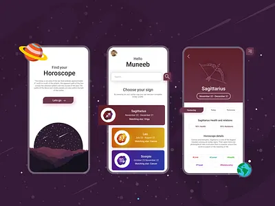 Horoscope UI Concept app branding concept design horoscope illustration mobile ui mobileapp product design typography ui uiux uiuxdesign vector