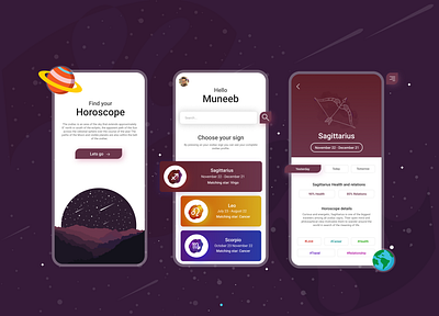 Horoscope UI Concept app branding concept design horoscope illustration mobile ui mobileapp product design typography ui uiux uiuxdesign vector