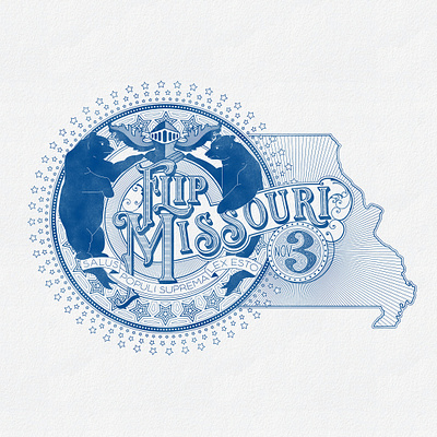 Flip Missouri bear blue cover democrat flag flip illustration insurance map lines missouri star texture vote