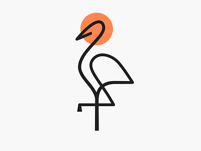 Monoline crane! abstract bird brand branding crane icon logo logo design logodesign mark minimal monochrome monoline stork sun symbol wings