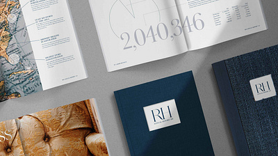 RH Annual Report annual report book navy print textile typography