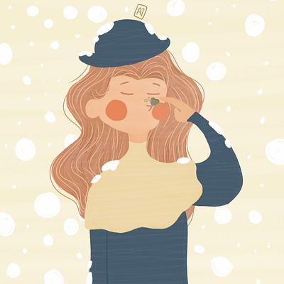 Snowfall design drawingart flat girl illustration