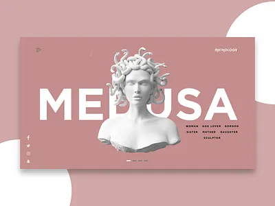 Landing page for Mythology site - Medusa africa clean design female freelance greek history invision medusa minimalist monster mythology new nigeria popular studio trending ui web