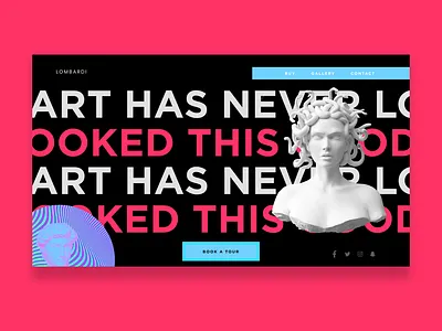Lombardi Art Gallery - Dark UI africa art black bold clean dark ui design freelance gray invision modern new nigeria pink popular studio trending ui uidesign web