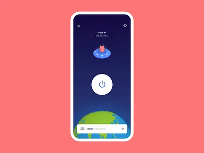 #24 VPN App concept 3d after effects animation app application clean earth interaction interactive interface mobile space ufo ui uianimation ux ui vpn