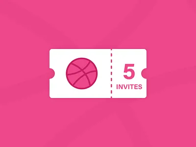 5 dribbble invites ball design dribbble dribbble invite dribble flat illustration illustration invites invites giveaway pink ticket vector