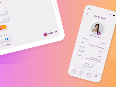 "My Account" - Quickpay neumorphism softui myaccount