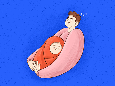 Dad baby birth celebration dad daddy illustration ipadpro moment parents pencil procreate sleeping texture tired