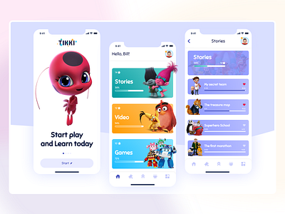 Child education App Design 3d app apple cartoon cartoon illustration children color concept dailyui desktop education gradient kids learning mobile play ui ux webdesign website