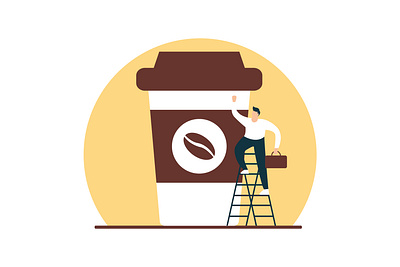 Flat Illustration Coffee art beach coffee colorfull concept design drink flat graphic illustration illustrations imagination simple vector