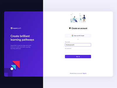 SuperPath - Create Account and Register Screen create account google onboarding register sign in sign up superpath