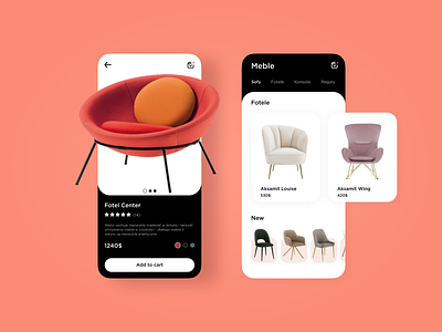 Furniture App chair design fotel furniture furniture app shop sofa ui