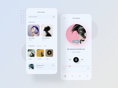 Mobile Music Player - Concept app app player appdesigner artwork concept concept art concept design design minimalist mobile music app ui uiux ux