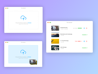 File Uploader app card creative design drag drop file interface macos minimalist modal product design ui upload upload file uploader uploading