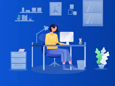 Work from home 2d app character character illustration communication conference covid19 flat design illustration office pandemic people plant remote stay home stool team work work from home working workspace