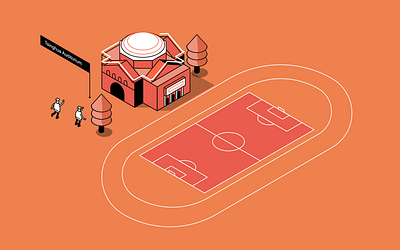 Tsinghua Auditorium 2.5d branding icon illustration