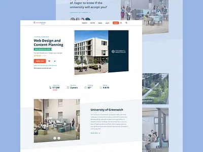 Masters Portal detail page branding concept detail education learn master page portal program study university website