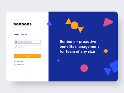 Bonbons Admin Panel - Login admin dashboard admin panel app app design app ui bonuses clean design clean ui color colorful flat login login page minimalism ui ui ux ui design ux web web design