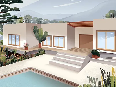 Subtle Dreams adobe illustrator adobe illustrator cc adobe photoshop architectural illustration architectural rendering architectural visualization architecture digital art exterior view firstattempt home house illustration illustration art perspective plants residence residence design