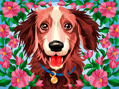 Beautiful dog adobe illustrator beresnevgames brown coloringbook decorative illustration dog dog illustration flowers gallerythegame gameillustration illustration pet vector vector artwork vectorillustration