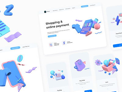 Shopping 3D Illustrations Part 2 3d banking digital wallet ewallet finance payment render ui wallet