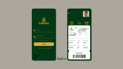 Emirates Ticket app branding design minimal typography ui ux