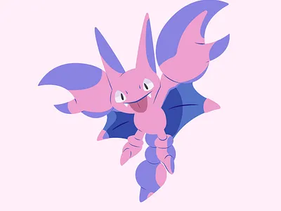 Gligar art blue clean design flat illustration illustrator minimal pink pokemon red vector
