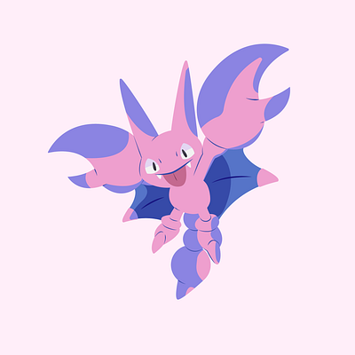 Gligar art blue clean design flat illustration illustrator minimal pink pokemon red vector