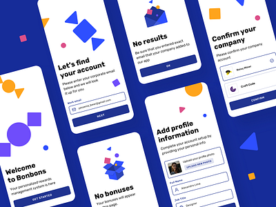 Bonbons App - Welcome Screen And Registration app app design app ui bonuses clean design clean ui colorful colors empty state flat ios development minimalism minimalistic mobile mobile design motivation rewards rewards app ui welcome screen