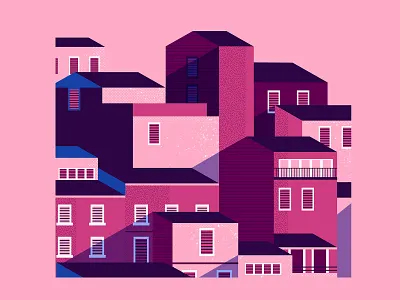 Houses buildings digital folioart graphic houses illustration maite franchi texture vector