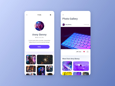 Social App Profile Concept adobe xd adobe xd app template alifemu photo gallery profile profile ui ki social app social app profile social media app social media profile social media ui kit social profile user profile