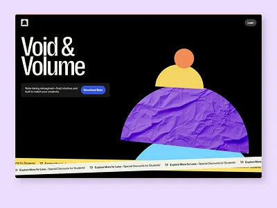 Void & Volume Website animation dark homepage landing page minimal ui ux web website