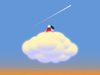 The two of us chill cinematic cloud colorful couple dream illustration love plane romantic sky sunset valentine