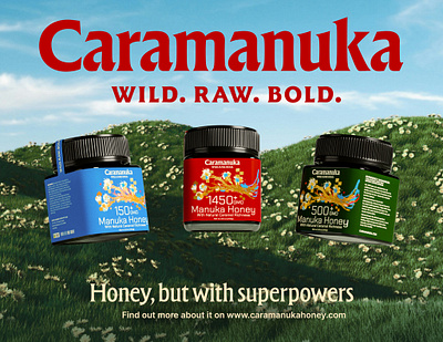 Caramanuka - Packaging Variants brand branding caramel field flower flowers graphic design honey identity illustration label label design logo logotype packaging packaging design product sky symbol