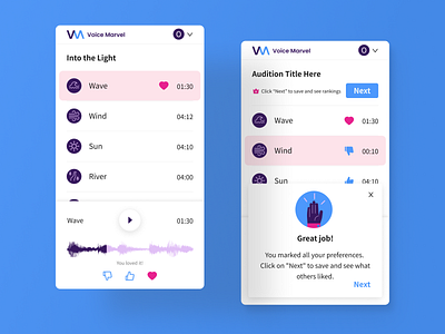 Voice Acting Audition App audio app audio player design mobile ui ui