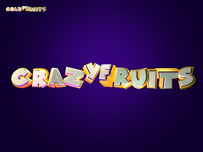 Logotype "CrazyFruits" casino games 2d 2d art arnold arnoldrender casino crazy design illustration lights logo logotype maya purple wacom wacom intuos