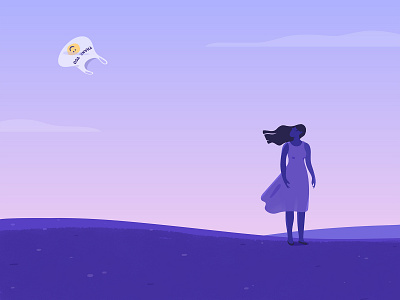 Thank You. adobe illustrator adobe photoshop backlit clouds environment field girl grass illustration illustrator littering nature pink planet plastic plastic bag purple sky texture wind