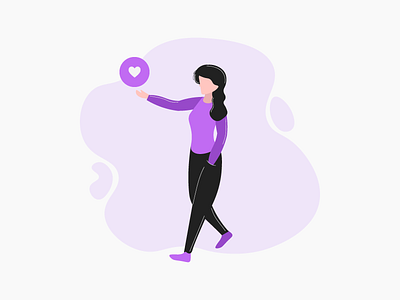 Sharing Love adobe art design flat girl graphic design heart illustration illustrator minimal purple ui vector