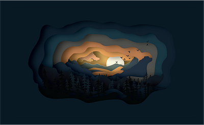 Sunset Illustration adobe art artwork colorful colors design design art designer dribble dribble shot dribbleartist graphic design illustration nature illustration paper art papercut