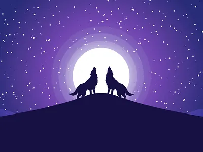 Wolf at Night adobe illustrator design illustration wallpaper