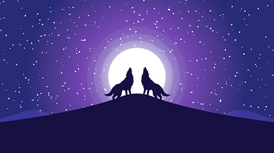 Wolf at Night adobe illustrator design illustration wallpaper