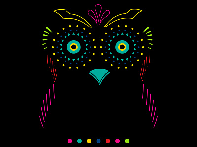 Owl illustration using basic shapes and lines adobe illustrator animals bird character colorful design graphic art illustration lines palette vector