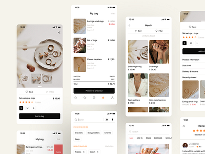 Jewelry - Mobile App app ecommerce fashion app ios jewellery jewelry mobile design search shopping shopping app shopping bag