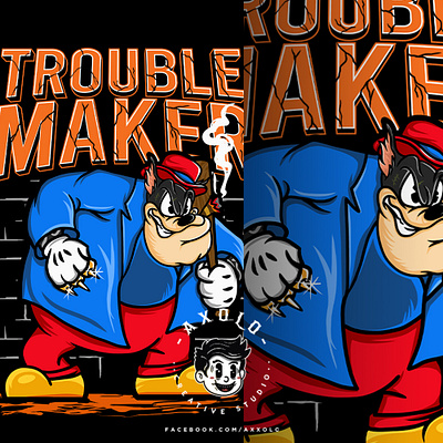 TROUBLE MAKER bad ass bad boy branding branding design cartoon character character design design disney disneyland gang gangster hustle illustration mafia mickeymouse street trouble vector wolf