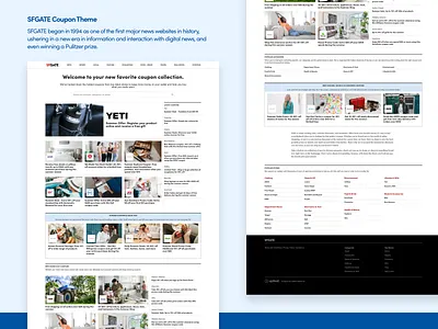 White-label Coupon Theme - SFGATE News site app application blog blue branding branding design coupons ecommerce landingpage news typography ui ux web website